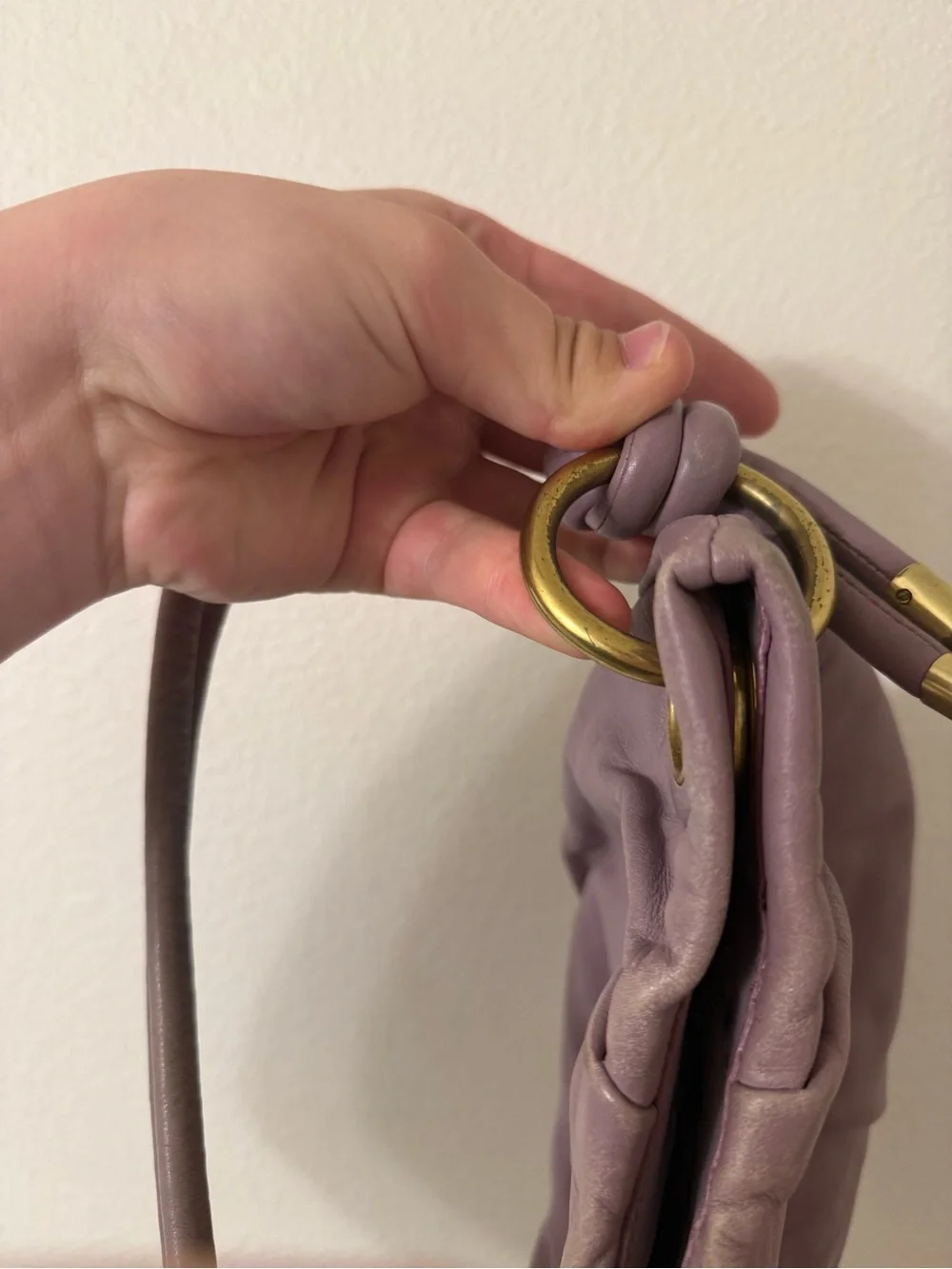 Rare Coach light purple leather shoulder bag, hobo/y2k USED!